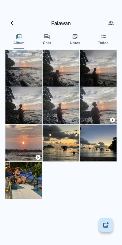 A shared album of photos in a project