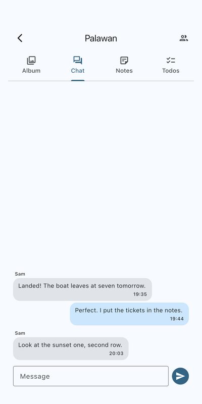 The message feed between a project's members